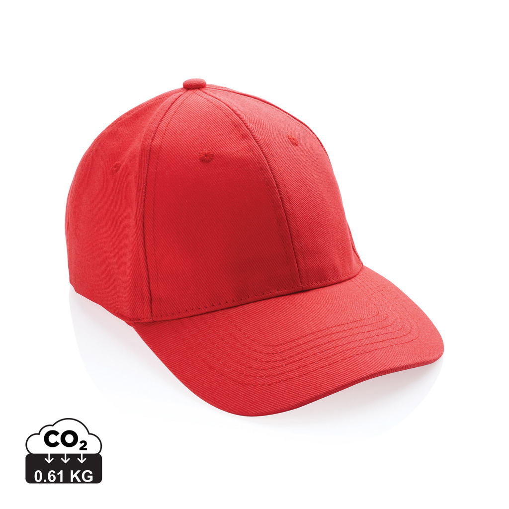 Casquette 6 pans coton recyclé 280 g publicitaire Impact luscious red